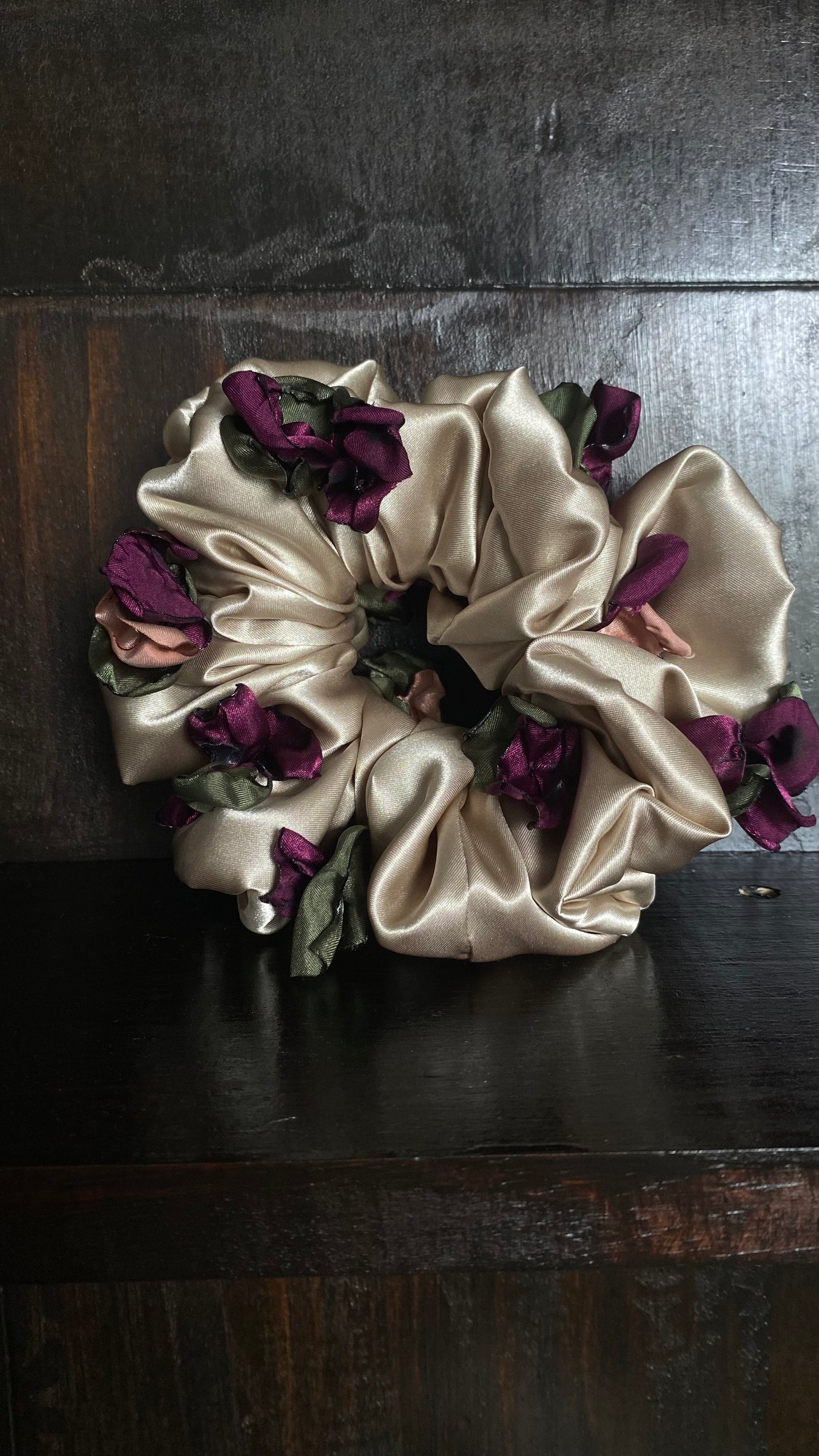 Dramatic Size Handmade Wilted Floral Scrunchie